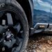 Close-Up of the rim and tire on a blue 2026 Subaru Outback Wilderness